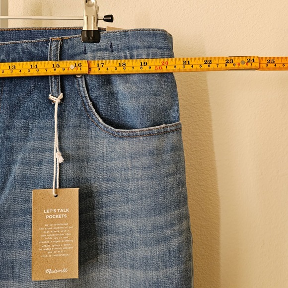 MADEWELL Women's Slim Wide- Leg Crop Blue Jeans in Garrett Wash Sz 35 - Picture 12 of 16